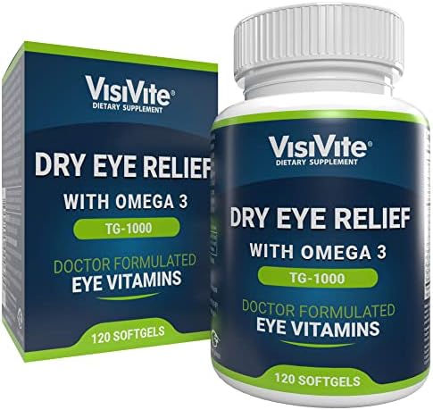 TG-1000 Dry Eye Support - Doctor-formulated Omega 3 Eye Supplement - Dry Eye vitamins made with Omega 3 Fish Oil for eye support - 120 Softgels