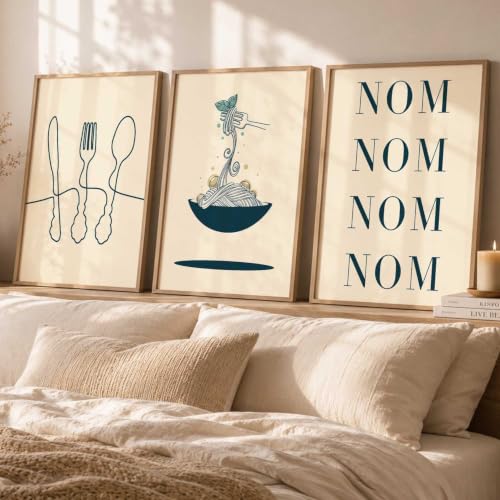 Image of HOTHOUSE Kitchen Wall Art poster With Frame For Living Room Bed Room Hotel Wall Decor Digital Reprint engineered wood Set of 3 (10X13 inch)