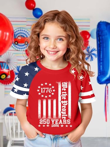 Image of Ithalt Boys Girls USA Shirts Kids 4th of July Shirts American Flag Tshirt Patriotic Top Independence Day Outfit 5-13y