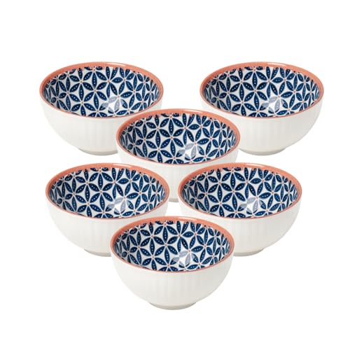 Image of Lellow Ceramic Bowl Set of 6 | Microwave Safe | Dishwasher Safe | Lead-Free Food Grade Glazed Bowls | Ideal for Soup, Salad, Dessert Serving- Honeycomb