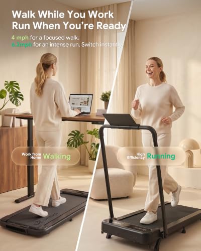 Image of UREVO Strol 2E Pro Smart Incline Walking Pad Treadmill with APP, 12% Incline, Compact Walking Pad with Safety Handle, Plug & Play, Desk Treadmill with LED Display, Walking & Running for Home Office