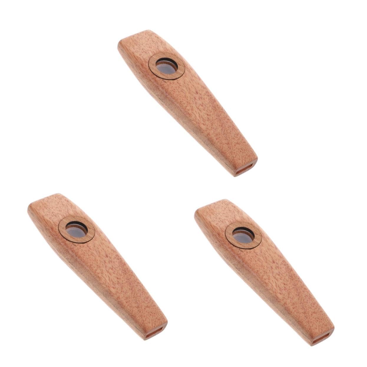 Abaodam 3 Piezas kazoo instrumentos musicales organos musicales accesorios armónica buen compañero para ukelele violín piano instrumento orff flauta de boca de madera Light Brown