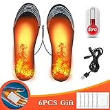 Hook Beheizbare Einlegesohlen, Wärmesohlen, Heated Insoles, Schuhheizung Elektrisch, Fußwärmer Sohlen Sohlenwärmer Wiederverwendbar, Schuhwärmer Fusswärmer Einlagen mit USB, 6 Pcs Handwärmer