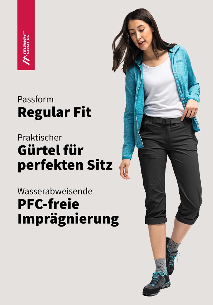 Maier Sports Lulaka, Damen Wanderhose, Wasserabweisende Outdoorhose für Trekking und Hiking, PFC-frei, mSTRETCH pro 4 & Dryprotec, Rollup-Funktion