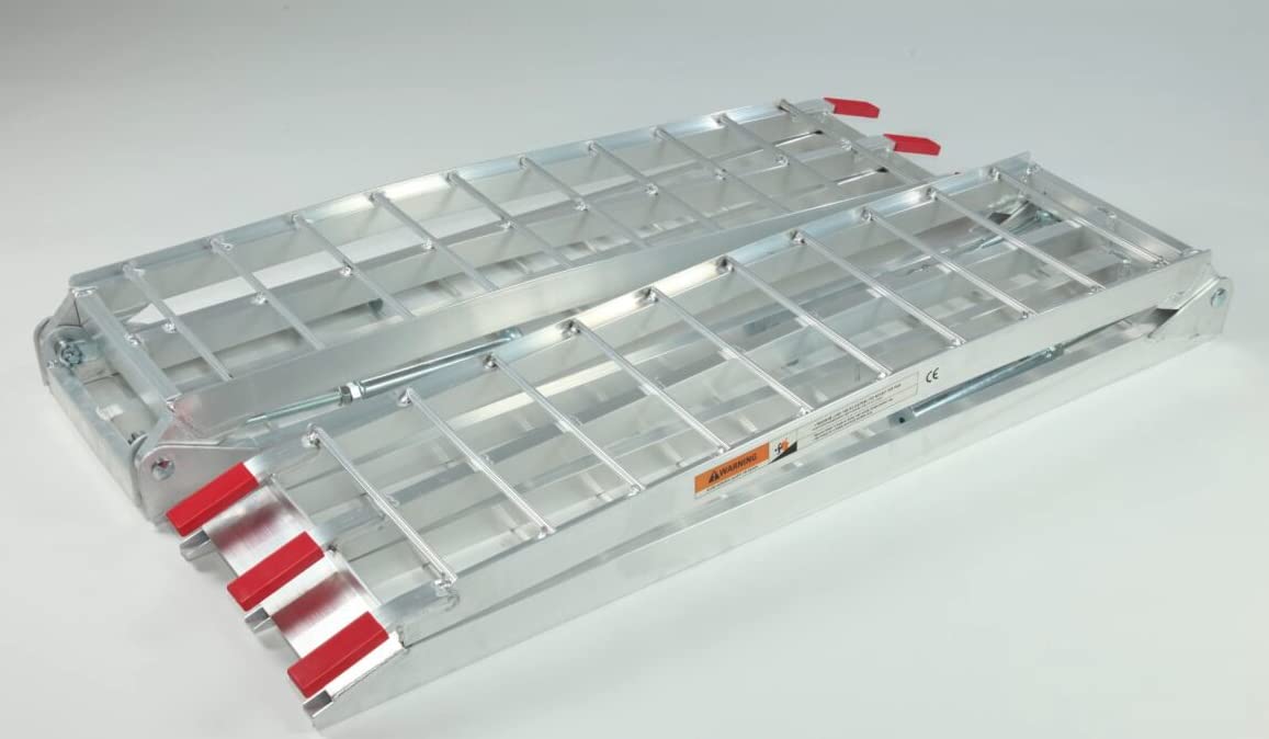 The Ramp People Silver Heavy Duty Folding Loading Ramps Pair (220Cm X 28Cm X 1360Kg) - Atv, Quad Bike Mower Ramps