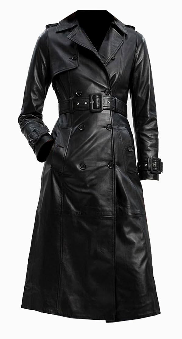 Studded Womens Blazer One-Button Blazer Coat Black Genuine Lambskin Leather Long Coat Metal Stitching