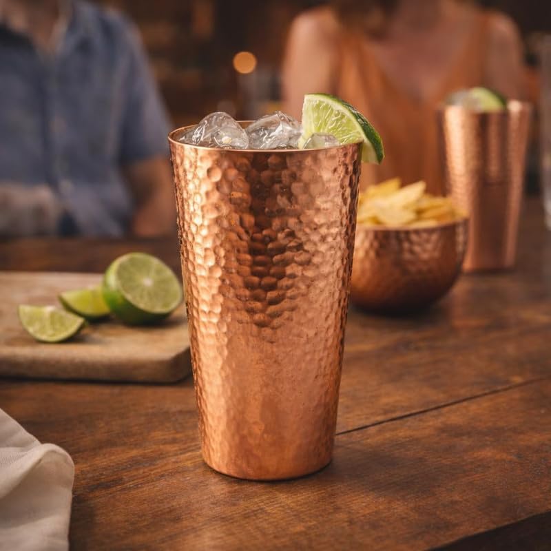 Vasos de cobre martillado Ayurveda estéticos para beber agua pura diario 7