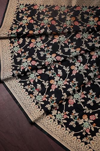 Image of DEVANGI Women's Woven Banarasi Silk Dupatta /Chunni For Women, Floral Print 1 Meter Wide and 2.3 Meter Length Printed Designer Dupatta /Chunni For Girls