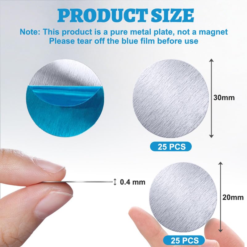 Mirrwin Lot De 4 Plaques Métalliques Autocollantes - Plaque Métallique Magnétique Pour Téléphone Portable - Or Rose, Or, Noir, Argent - Pour Support