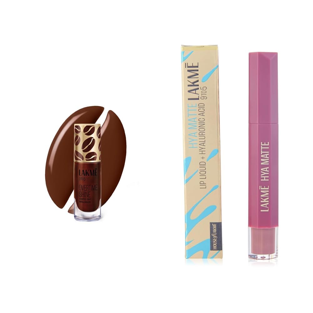 Lakme 9 to 5 Overtime Shine Nail Polish - Coffee Edit-10 Espresso Shot 6ml Lakme 9to5 Hya Matte, Pro Pink Medium Liquid Lipstick, for Soft and Supple Lips, with Hyaluronic Acid Vitamin-picture-26