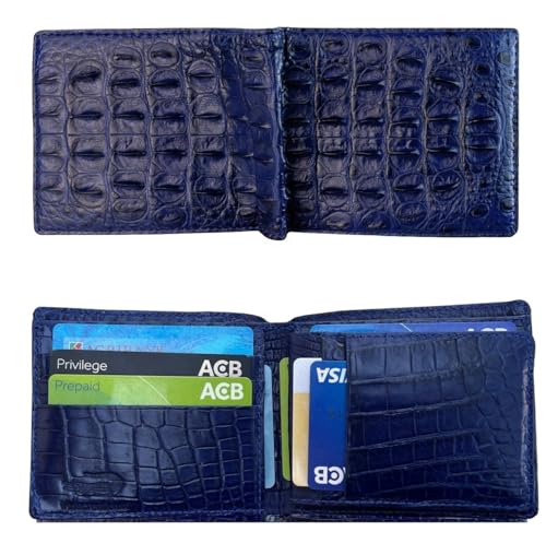 Image of HATA Men Leather Bifold Wallet RFID Blocking Front Pocket Exotic Billfold Handmade Gift For Birthday Wedding Anniversary Father's Day