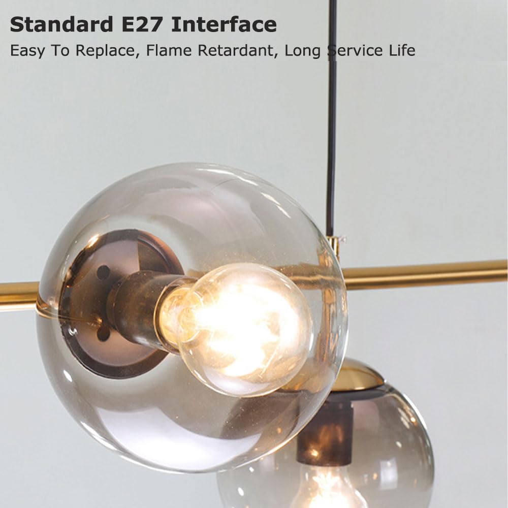 6 luci E27 Lampadario moderno Nord Europa Lampadario a sfera in vetro Industriale 51 pollici Lampada a sospensione a soffitto per soggiorno Sala da pranzo Decorazione artistica Ristorante
