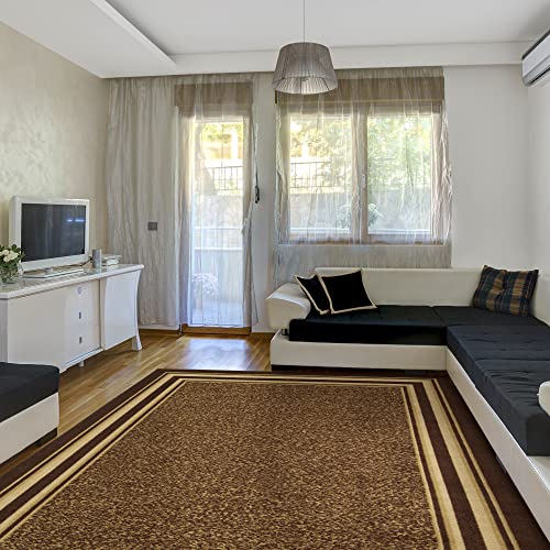 Ottomanson Bordered Brown Ottohome Collection Contemporary, Area Rug-7'10" X 9'10" #TOP6