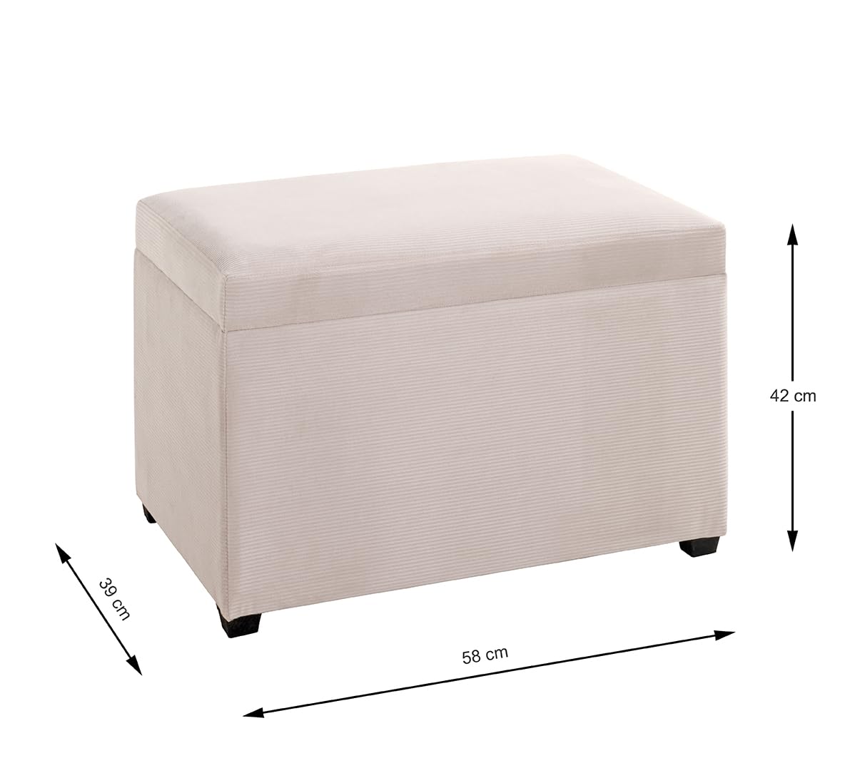 HAKU Cassapanca per sedili crema, MDF, tessuto in corda - Dim. L 58 cm x A 42 cm x P 39 cm, Stile Moderno