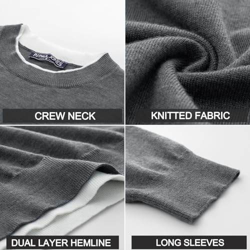 Pj Paul Jones Crewneck Sweater For Men Winter Comfy Casual Thermal Lightweight Wool Blend Pullovers Dark Grey L thumb #3