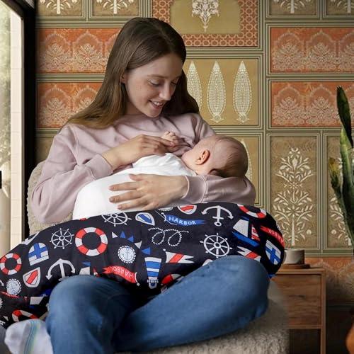 Kradyl Kroft 5in1 Baby Feeding Pillow with 100% Cotton Removable Cover | Breastfeeding Pillow | Nursing Pillow with Belt and Hoop (Columbus 2.0)