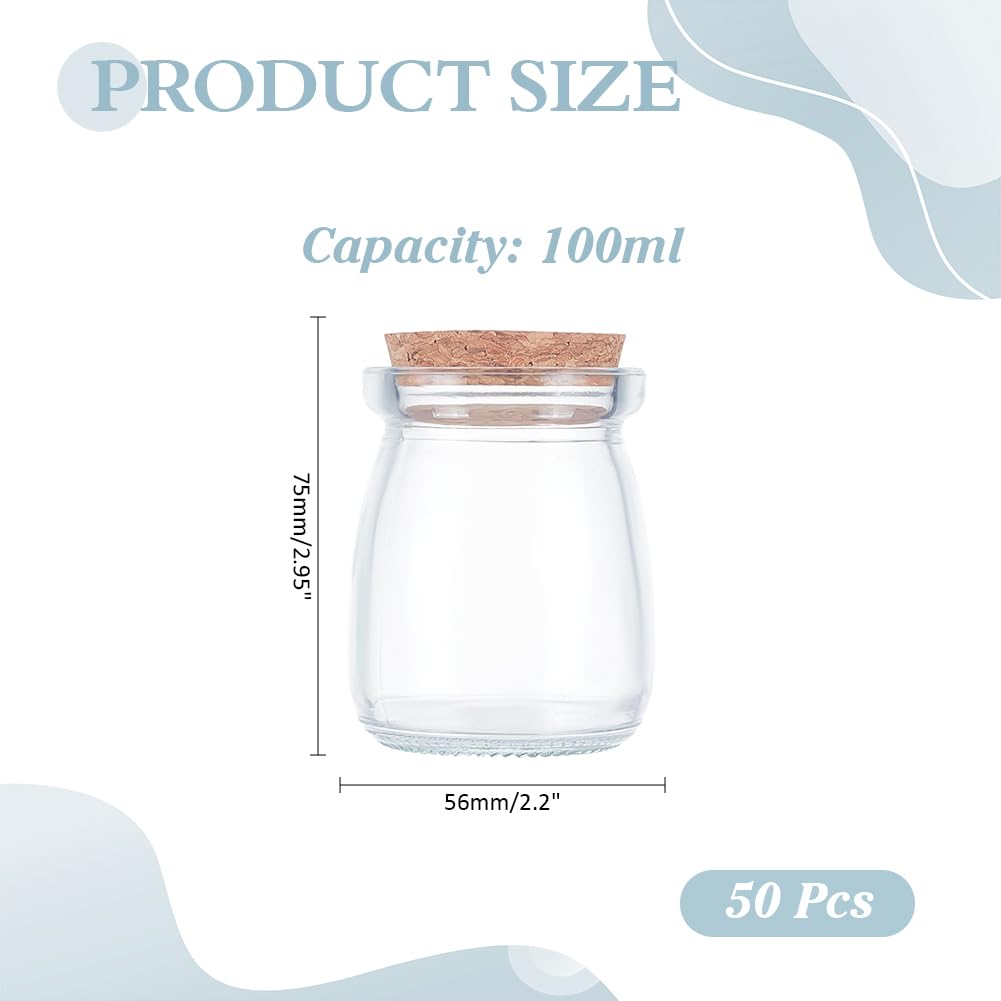 50 frascos de vidrio de piezas con tapas de corcho 3.38 oz