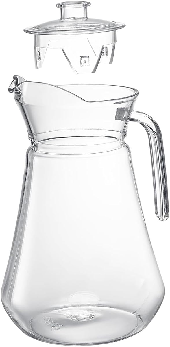 Restaurant Water Pitcher, Easy to Clean, with Handle, Tea Pitcher, Juice Pitcher, Ideal for Parties, Hotels, Cafes, Buffets and, 2000ml Solid Clear