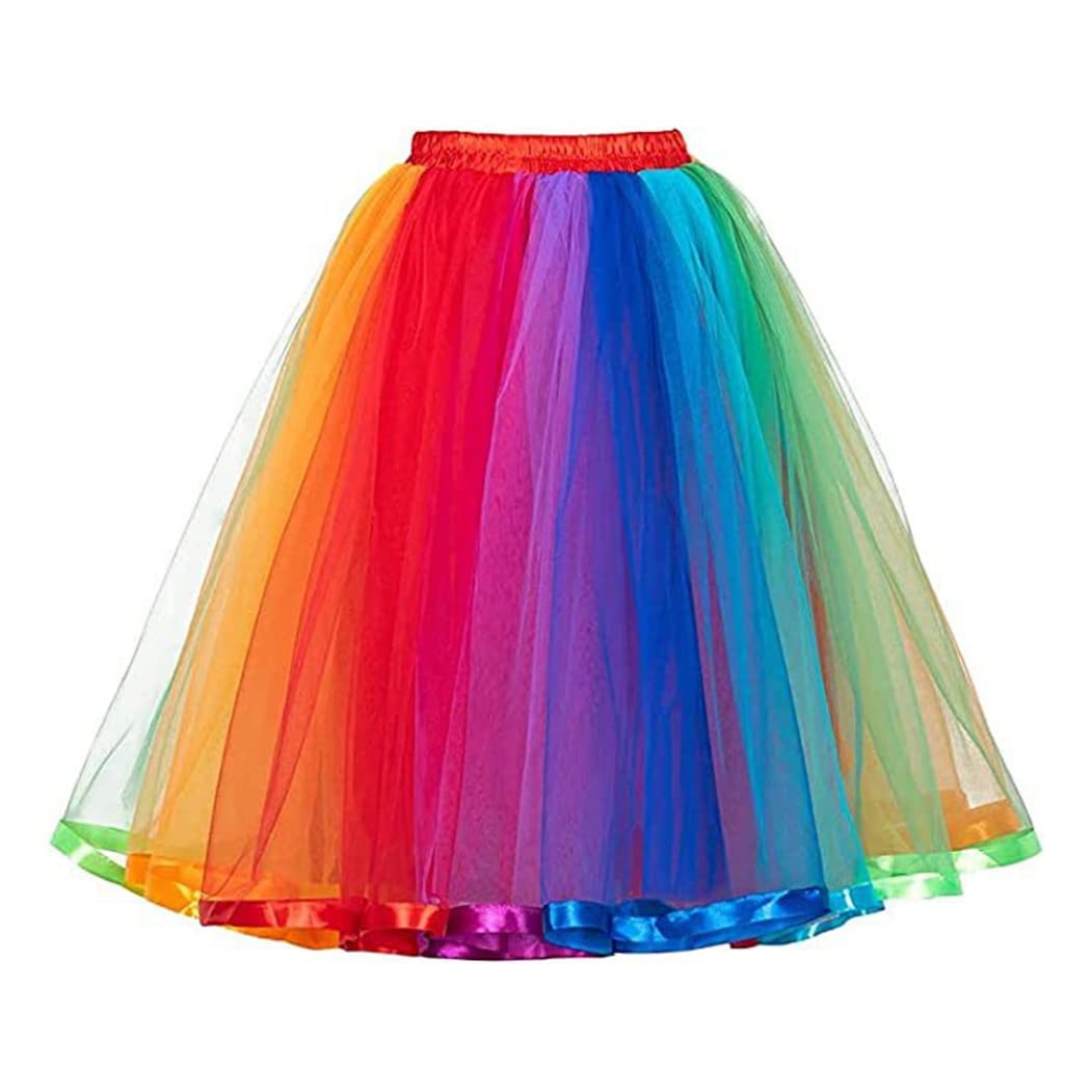 Gcroet Donne Arcobaleno a Strati Rainbow Gonna in Tulle Girl Girl Gonna Neon Abito Arcobaleno per Il Costume da Festa XL ..