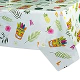 WERNNSAI Hawaiian Luau Table Covers - 4 Pack 54” x 108” Disposable Plastic Tablecloth Aloha Tiki...