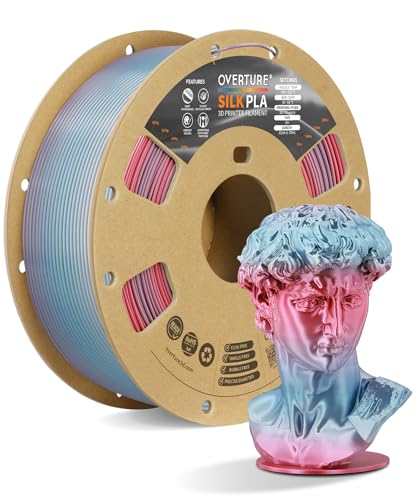 OVERTURE Silk PLA 3D Printer Filament 1.75mm, Color Changing PLA, Gradient Metallic Shine, High Flow, Low Warping, 1kg Cardboard Spool, Ideal for Cosplay & Artistic Prints (Silk Vaporwave)
