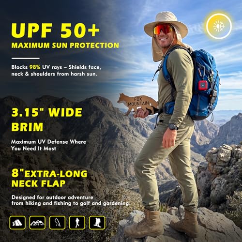 Image of Comhats Oversized XL XXL Waterproof UPF50+ Neck Flap Protection Cover Wide Brim Golf Packable Sun Hats for Men