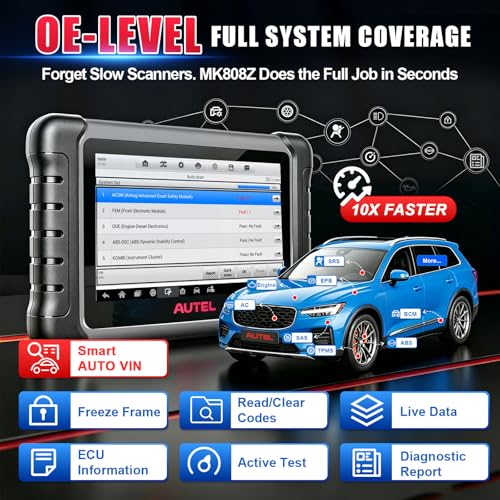 Autel Scanner MaxiCOM MK808Z: 2026 OE All System OBD2 Scanner & Bidirectional Tool–3000+ Active Tests, 28+ Service, Smart Auto V-in, FCA Auto Auth, 10X Faster, Work as MK808S MX808S MX900 & BT, OS 11 - Image 5