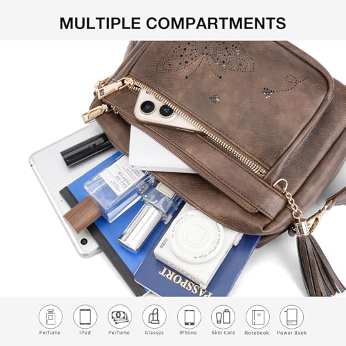 Image of KITEVIUN Crossbody Bags for Women Trendy Leather Crossbody Purse Shoulder Handbags Butterfly Design