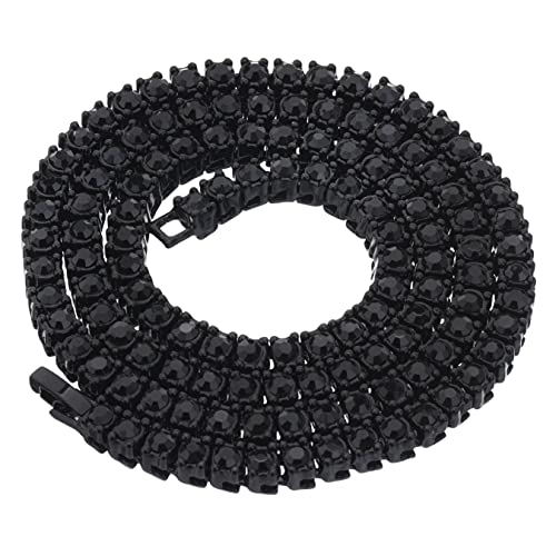metaltree98 Black Plated Tennis Stone Chain Necklace 16