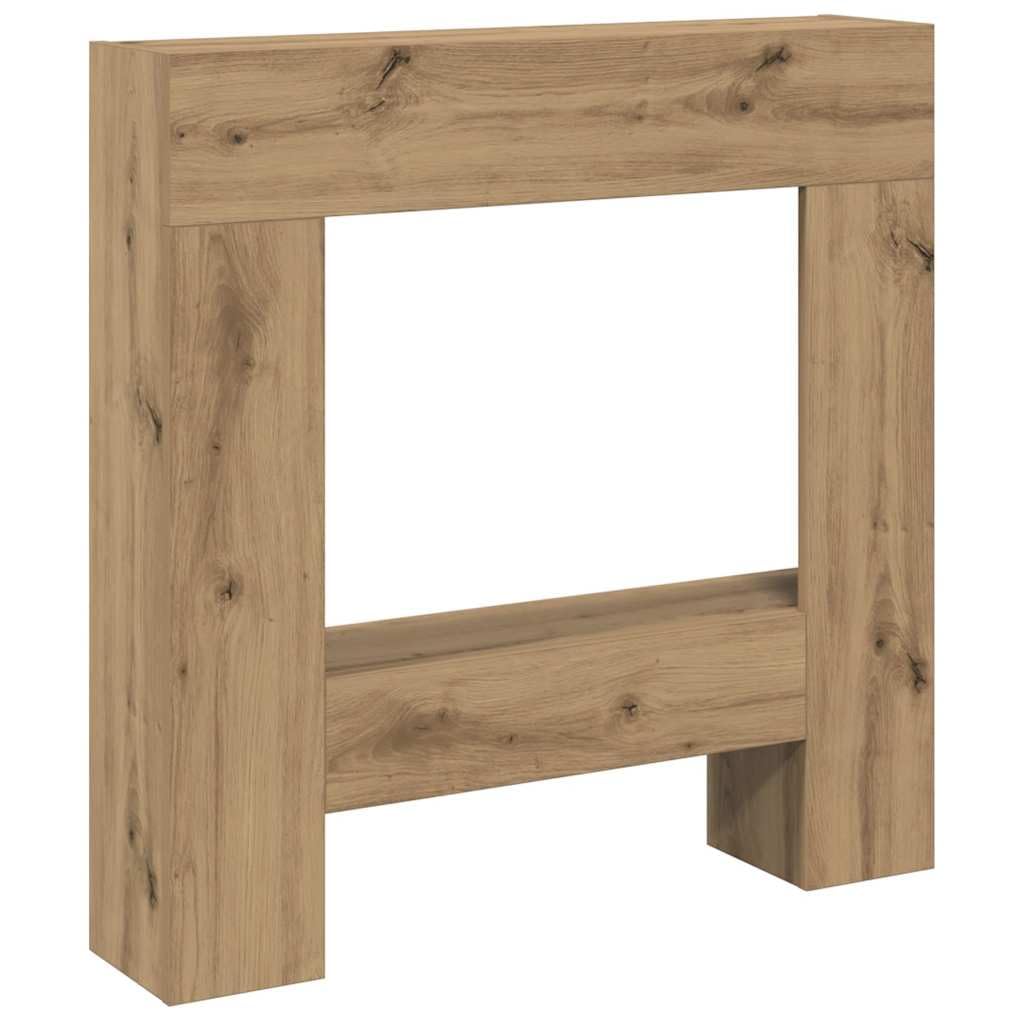 Vidaxl Artisan Oak Fireplace Surround, Fire Surround Only Compatible With Led Flame, Fireplace Frame For Living Room Hallway, Engineered Wood