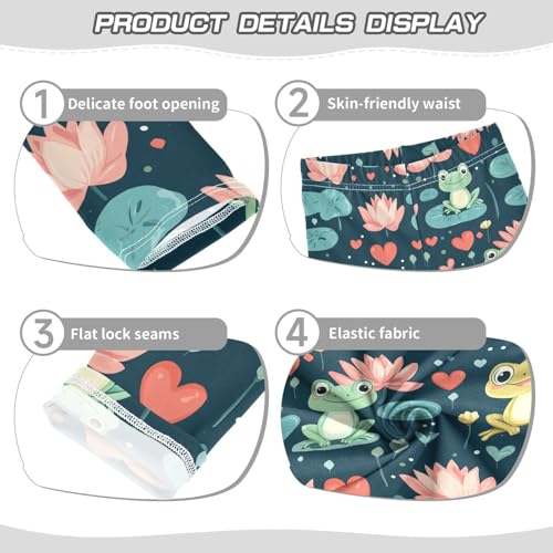 Wusikd Cute Frogs Lotus Girls' Leggings Toddler Doodles Flowers Hearts Kids Yoga Pants Dance Active Tights 4T2