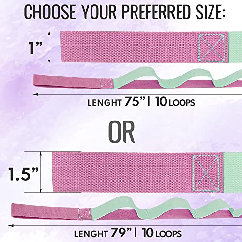 [New 2023] Teceum Stretching Strap For Yoga & Physical Therapy – 10 Loops – Choice Of Materials & Colors – Non-Elastic Leg Stretch Straps For Stretching, Exercising, Pilates, Post-Injury Rehabilitation For All Levels – For Men & Women #TOP3