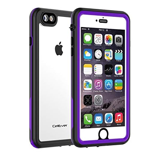 CellEver Compatible with iPhone 6 / 6s Waterproof Case Shockproof IP68 Certified SandProof Snowproof Full Body Protective Clear Transparent Cover Designed for iPhone 6 / 6s (4.7 Inch) KZ Purple