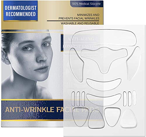 16-PCS Face Wrinkle Patches, Reusable Forehead Wrinkle Patches, Smoothing and Reducing Silicone Anti-Wrinkle Patches for Eye Face Mouth and Upper Lip Wrinkles