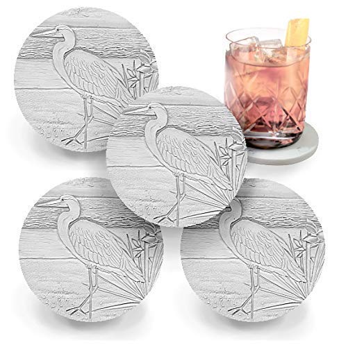 Egret Absorbent Drink Coaster set - Handmade by McCarter Coasters - 4.38 inch (4pc)