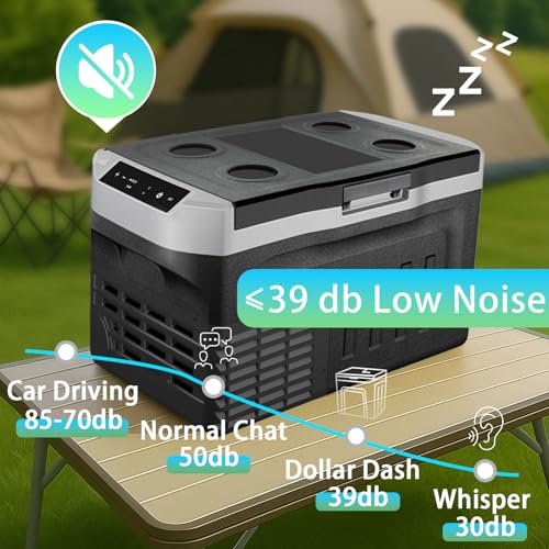 Image of 12 Volt Refrigerator, 23QT(22L) Mini Portable Car Fridge, Freezer Compressor Electric Cooler -4℉~68℉, 12 /24V DC 100-240V AC for Truck Van RV SUV Travel Camping Road Boat Trips