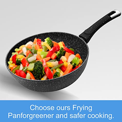 Nonstick Granite Deep Frying Pan 24cm with Lid - Induction Safe - Image 3