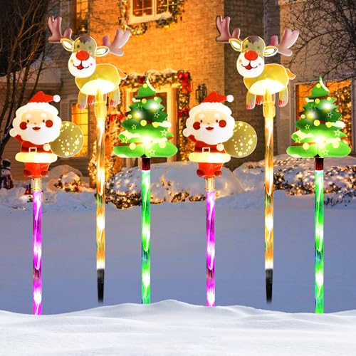 LED Gartenstecker Weihnachten, 6 Stück Weihnachtsbeleuchtung Außen,...