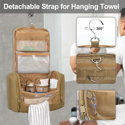 Image of Tactical Toiletry Bag for Men, Large Hanging Dopp Kit Hygiene Bag | Travel Toiletry Bag with Hook, Dry & Wet Pockets, Shower Bag for Toiletries, Grooming, Shaving Care & Travel Essentials