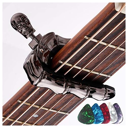 Guitar Capo Skull Capo for Acoustic and Electric Guitar Skeleton Head Ukulele Capo for Banjo Mandolin Bass and Classical Guitar Comes with 5 Picks