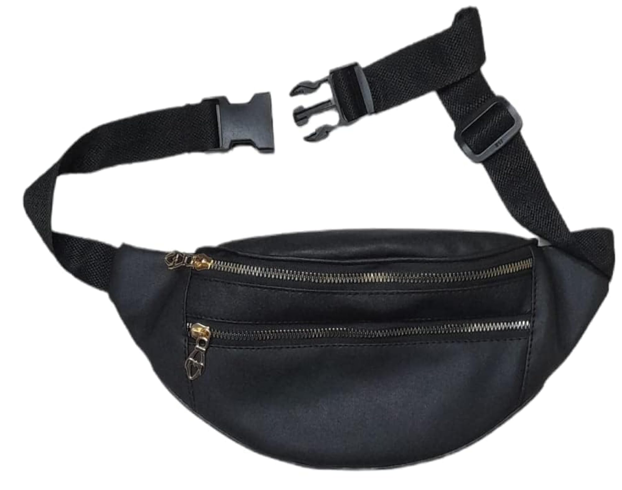 Black PU Leather Waist Bag for Travel