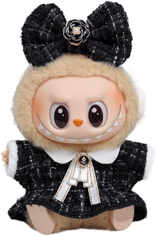 Labubu Clothes Compatitable with Labubu, Clothes for Labubu Dolls, Labubu Outfits, Cute Labubu Clothing and Accessories Set (LBB-C-Black)
