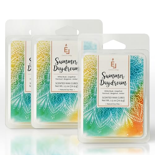 Earnest Living Duftwachs-Schmelzen Summer Daydream Weißer Moschus Grapefruit Patchouli Bergamotte Bernstein Wachswürfel Pack Heimwärmer Tart Elektrische Kerze Aroma Dekoration 256 Gramm (3-Pack)