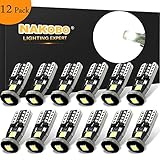 NAKOBO 194 T10 LED Bulb Non-polarity 168 2825 W5W T10 12961 Car Interior Extremely Bright 3030 Chipset, for License Plate Dome Map Door Courtesy Park Lights 6000K Pure White (12 pack)