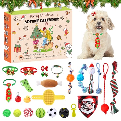 Hunde Adventskalender 2023, Weihnachtskalender Countdown 24 Hundespielzeug...