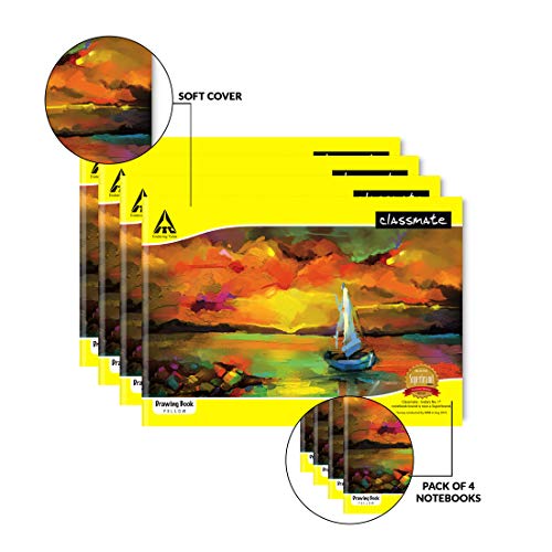 Image of Classmate Long Notebook - 140 Pages, Single Line, 297mm x 210mm (Pack of 12) Drawing Book - Unruled, 40 Pages, 210 mm x 297 mm - Pack Of 4