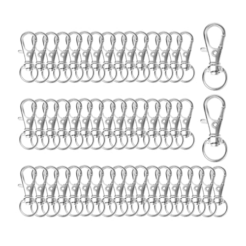 50pcs Swivel Snap Hooks Premium Metal Silver Lobster Claw Trigger Clasps for Lanyard Keychain Rings Bag Purse Tag Jewelry Making DIY Crafts Length 1.26inch(32mm) Inside Width 0.39inch(10mm)