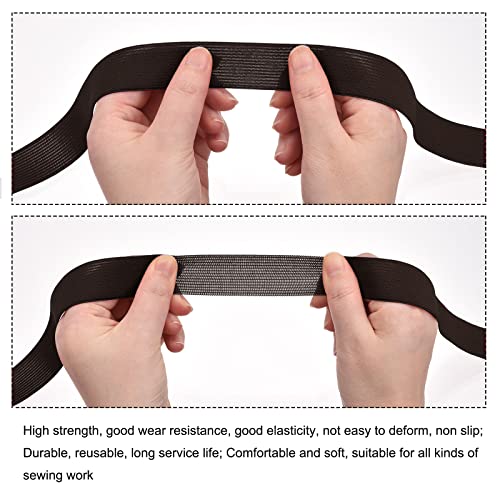 Meccanixity Elastic Bands For Sewing 0.8" 20 Yard Brown Knit Elastic Spool High Elasticity For Wigs, Waistband, Pants #TOP2
