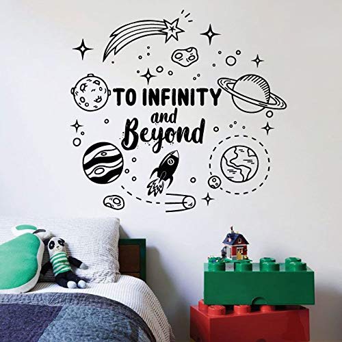 To Infinity And Beyond Buzz Lightyear Toy Story Movie Character Disney Quote Planets Wall Decal For Kids Room Nursery Room Bedroom Wall Sticker Decoration Boys Girls Room Wall Design Size (20x20 inch)