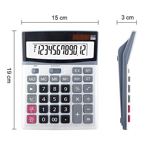最安値 Offidix 電卓 12桁 計算機 大型 簿記 電卓 卓上計算機 おしゃれ 大型ディスプレイ ソーラー電卓 ソーラーと電池二重電源 携帯便利の価格比較